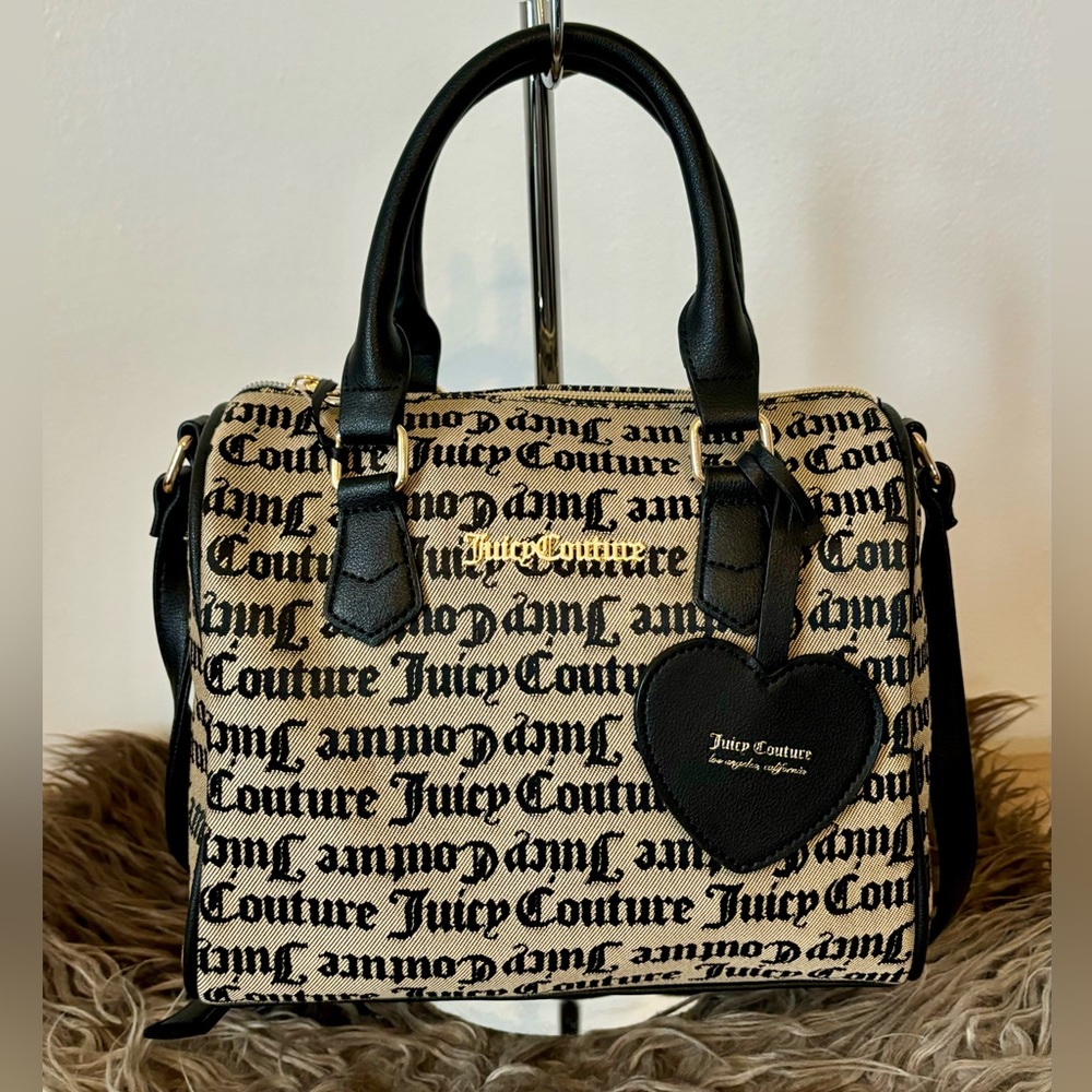 JUICY COUTURE Bag Bestseller Fame Crossbody Satchel - Black Beige NWT